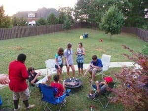 Enjoying S'mores before Flashlight Tag