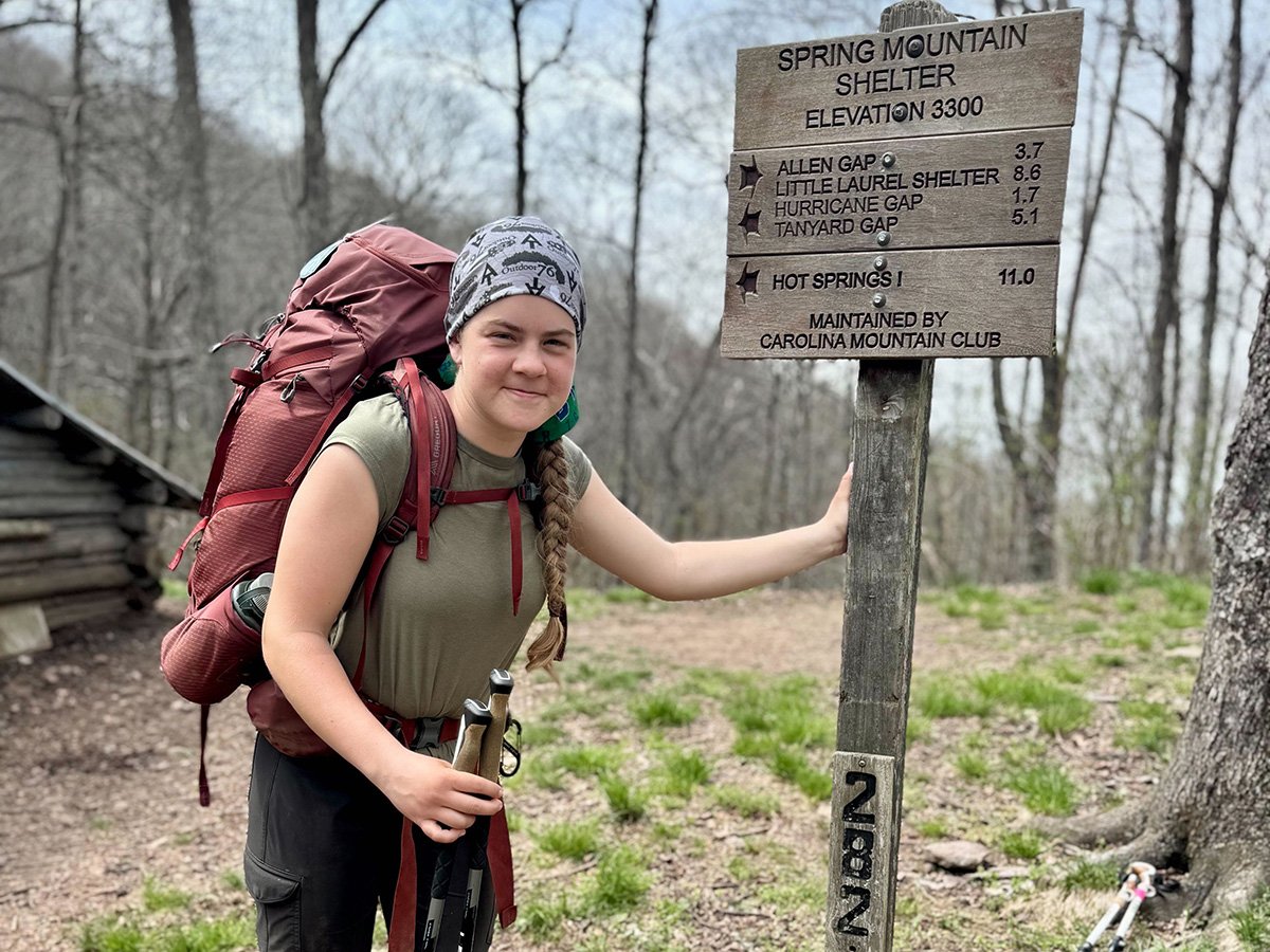 bra_handful Girl in backpacking on the AT.