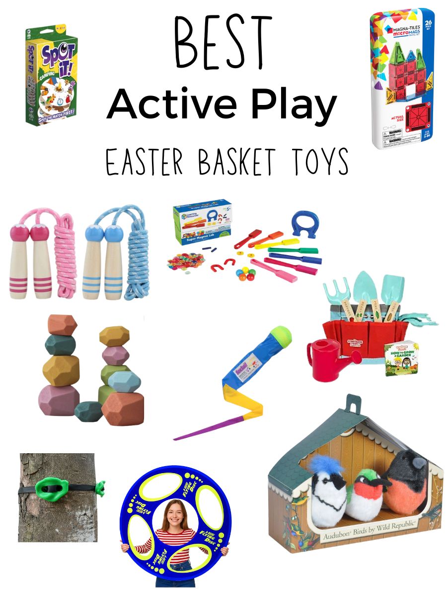 Easter Baskets for outdoor kids - Vertical - 2 Best Active Play Easter Basket Toys Infographic