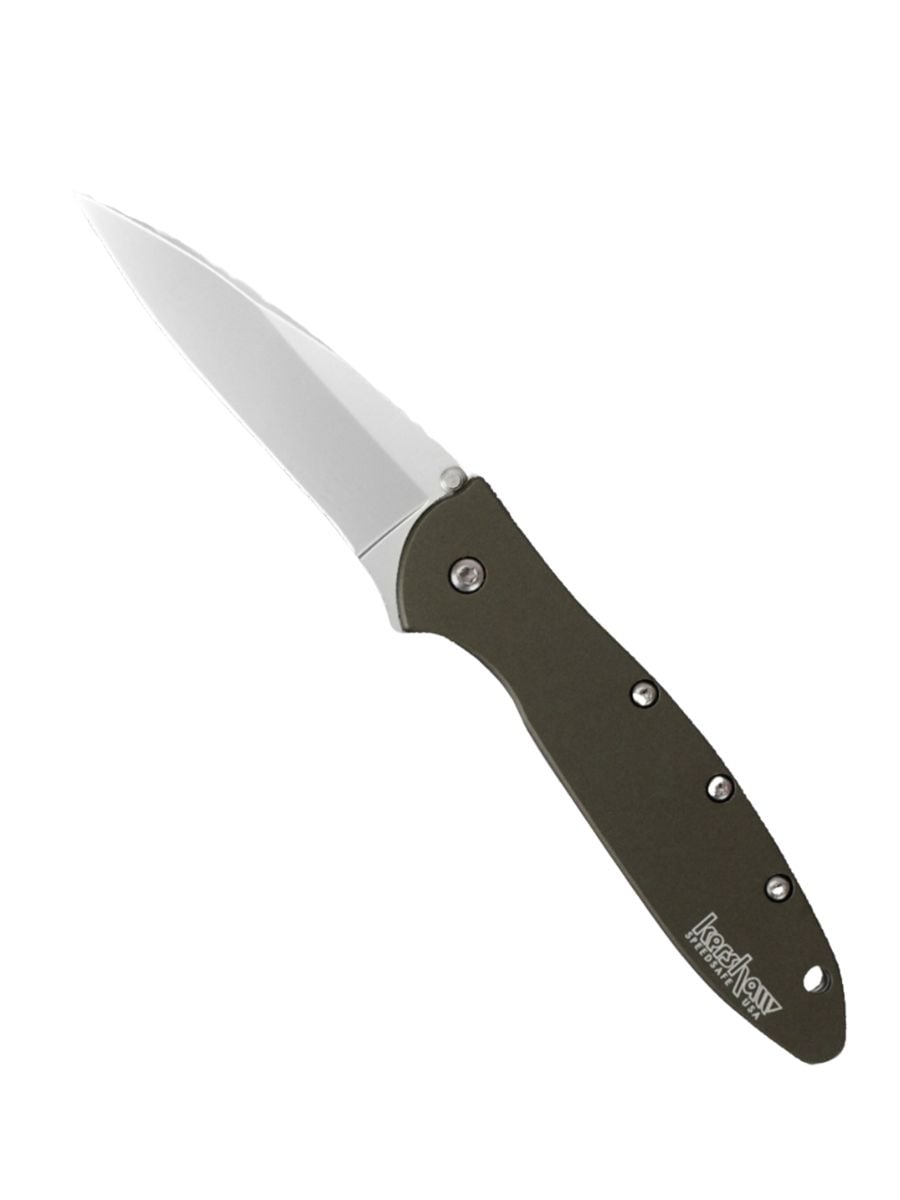 Kershaw olive green knife with silver blade