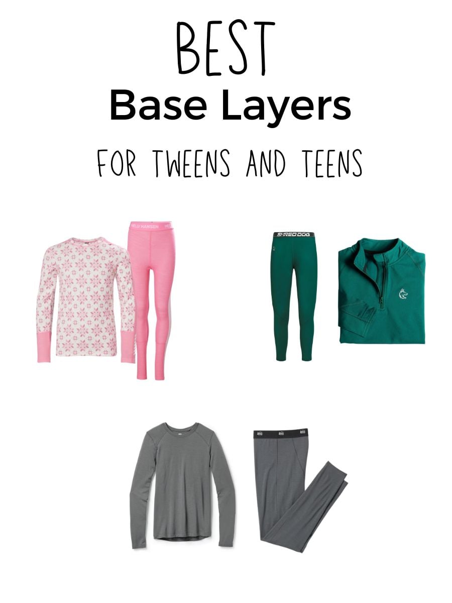 Bestbase layers Vertical 3 Info graphic with pictures of the best base layers for tweens and teens