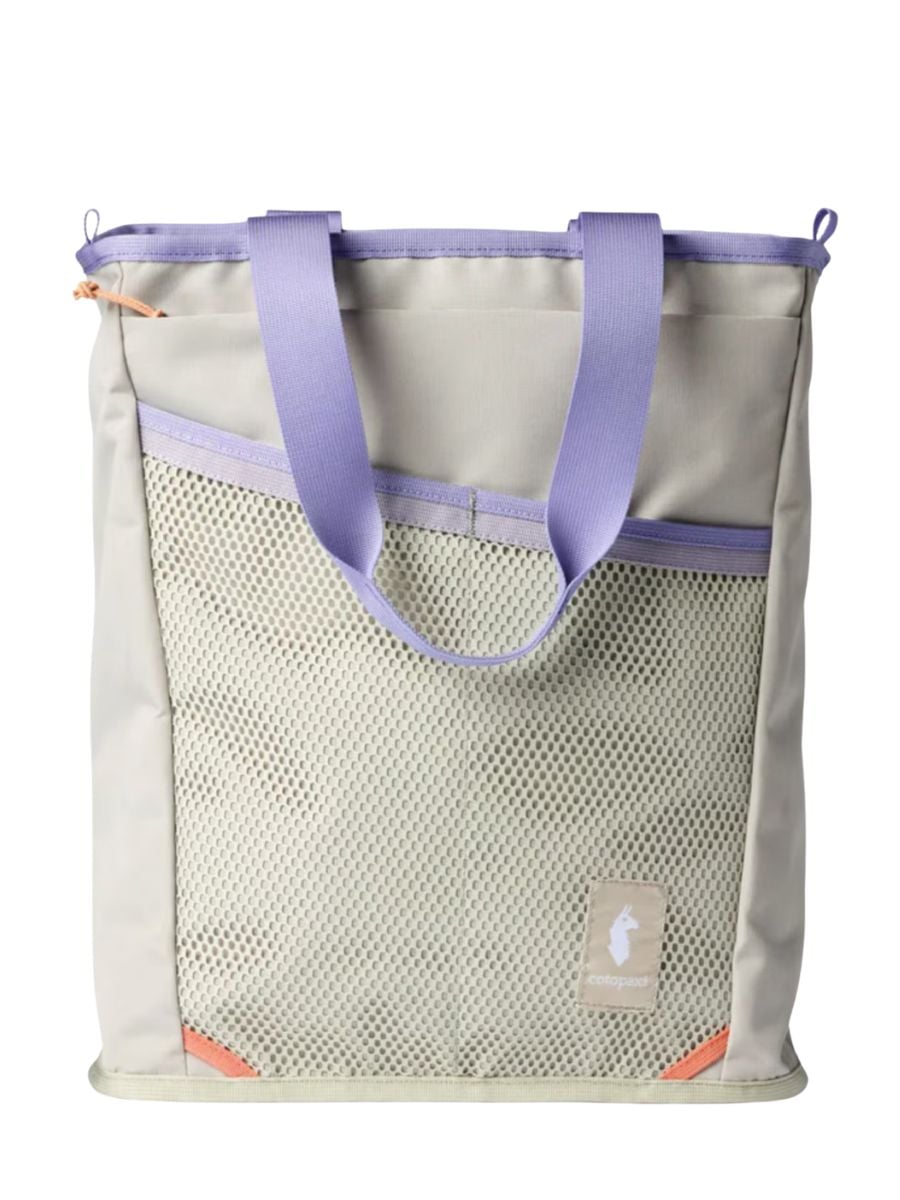 Grey and light purple Cotopaxi tote bag