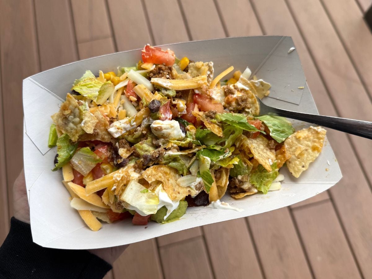 GF Meal Plan 6 Image of taco ingredients mixed with chips in a to-go box