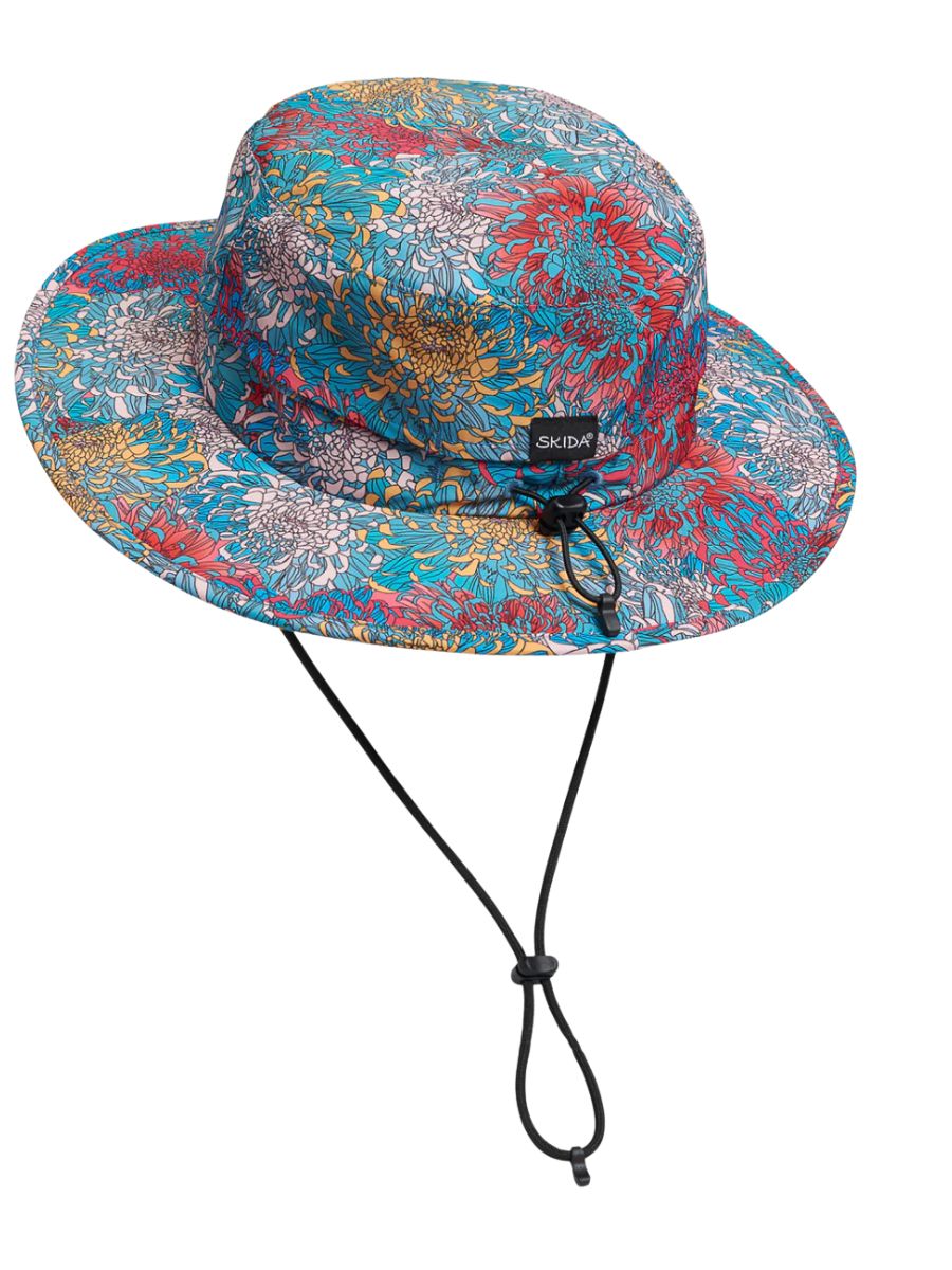 Floral sun hat with strap