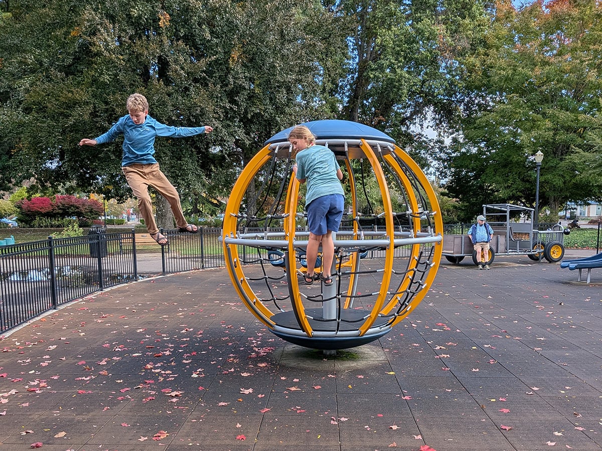 Kids playing at a playground